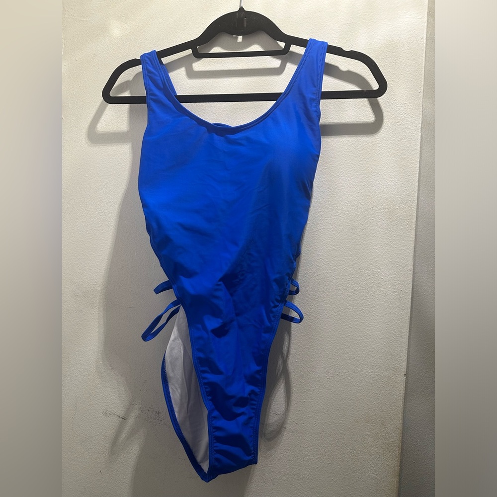 NWT City Chicc Blue Lace up one piece swimsuit. Women size L